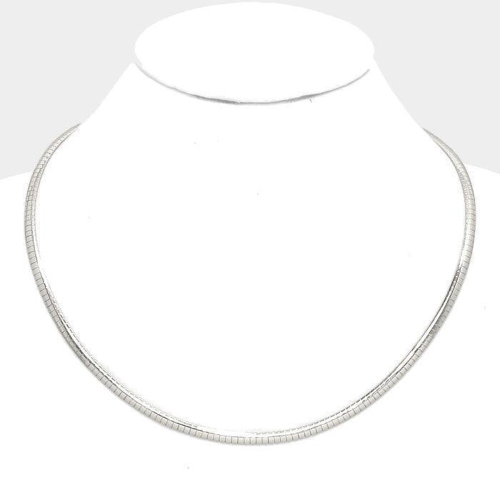 Silver 20" Metal Omega Choker Necklace - Jewelry Store by Erik Rayo