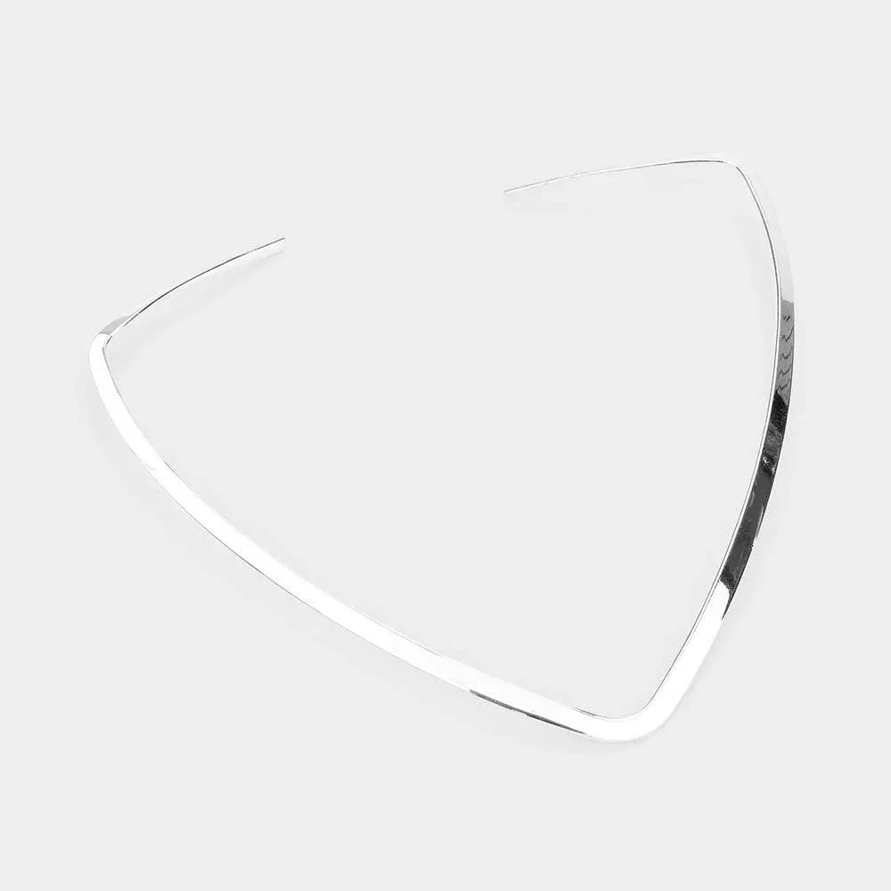 Silver V Shape Omega Metal Open Choker Necklace - Jewelry Store by Erik Rayo