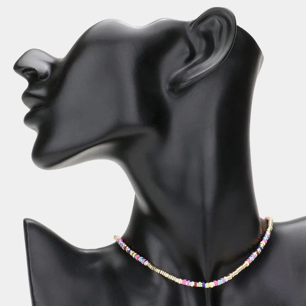 Heishi Bead Accented Choker Necklace - Jewelry Store by Erik Rayo