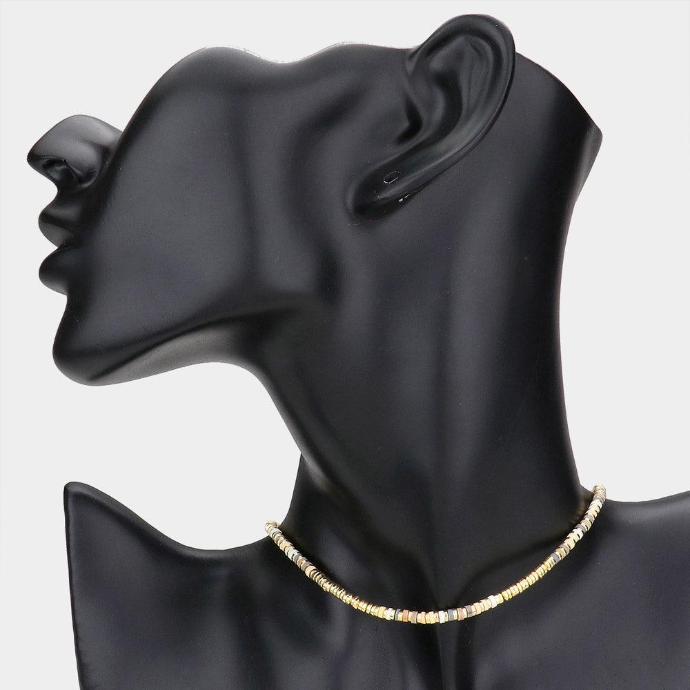 Heishi Bead Accented Choker Necklace