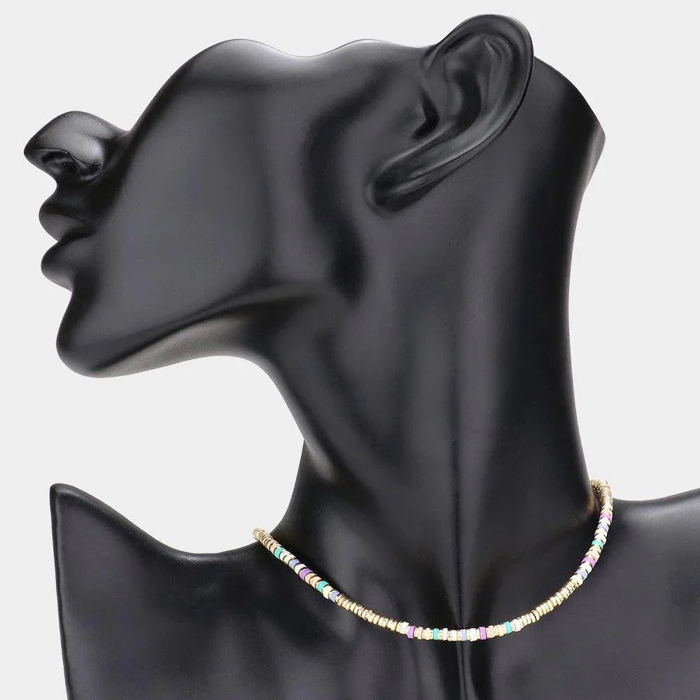 Heishi Bead Accented Choker Necklace - Jewelry Store by Erik Rayo