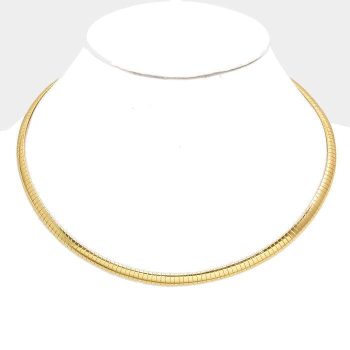 Gold Metal Omega Choker Necklace - Jewelry Store by Erik Rayo