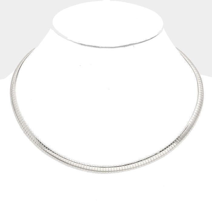 Silver Metal Omega Choker Necklace - Jewelry Store by Erik Rayo