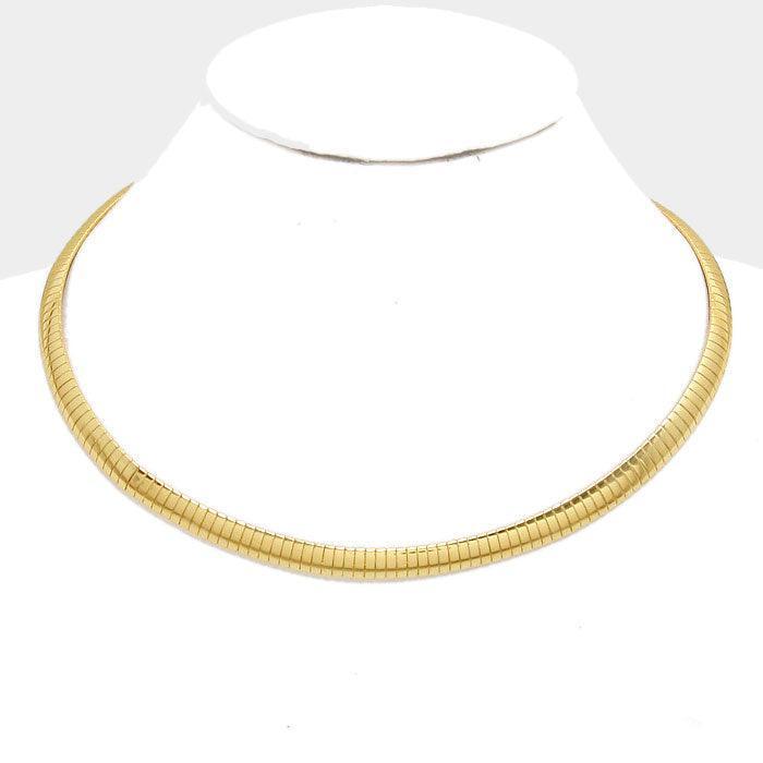 Gold 18" Metal Omega Choker Necklace - Jewelry Store by Erik Rayo