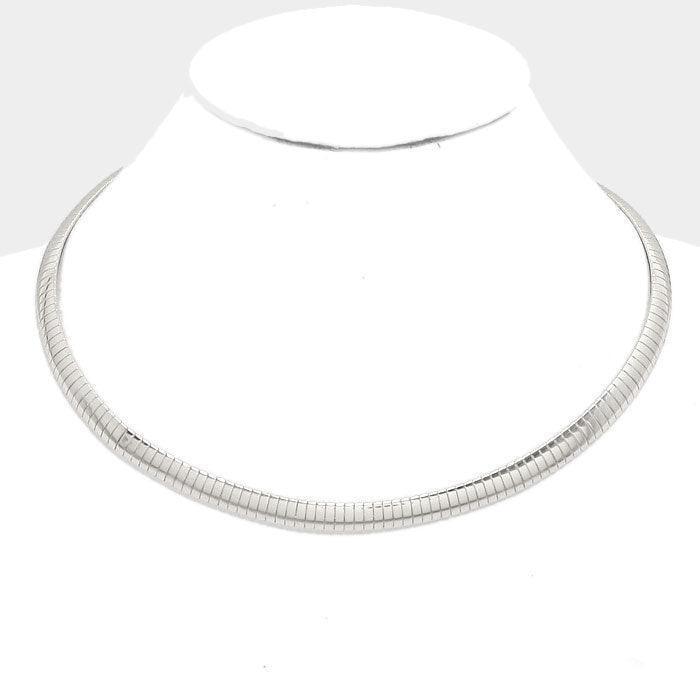 Silver 18" Metal Omega Choker Necklace - Jewelry Store by Erik Rayo