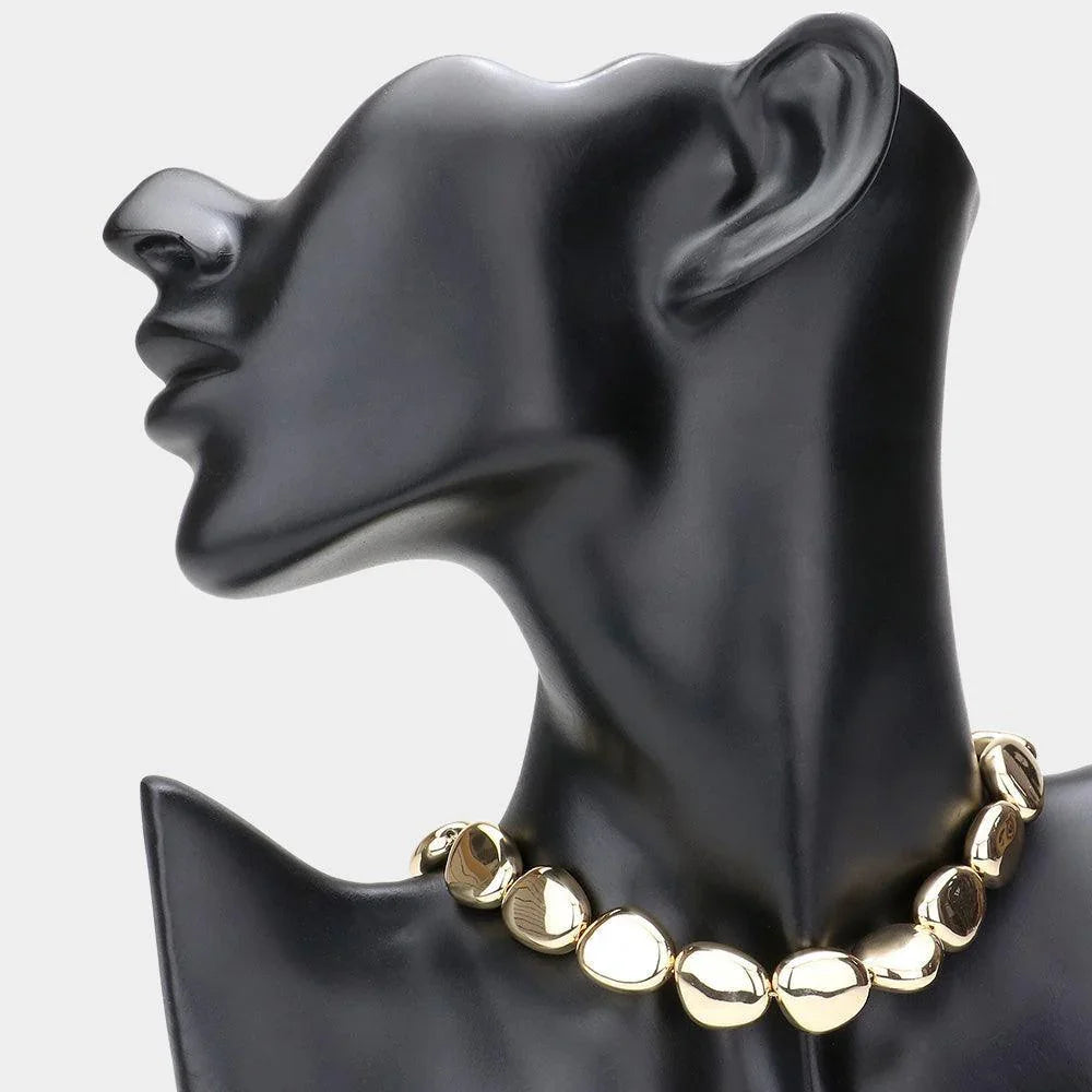 Gold Metal Pebble Choker Necklace - Jewelry Store by Erik Rayo