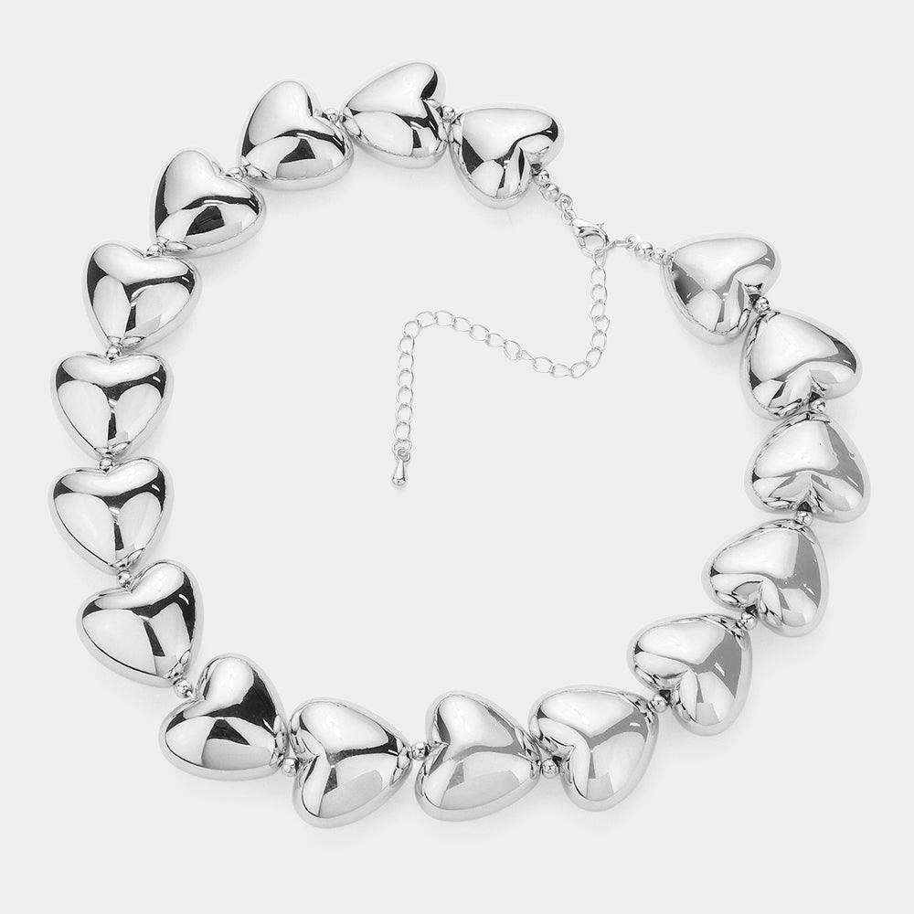 Metal Heart Pebble Choker Necklace - Jewelry Store by Erik Rayo