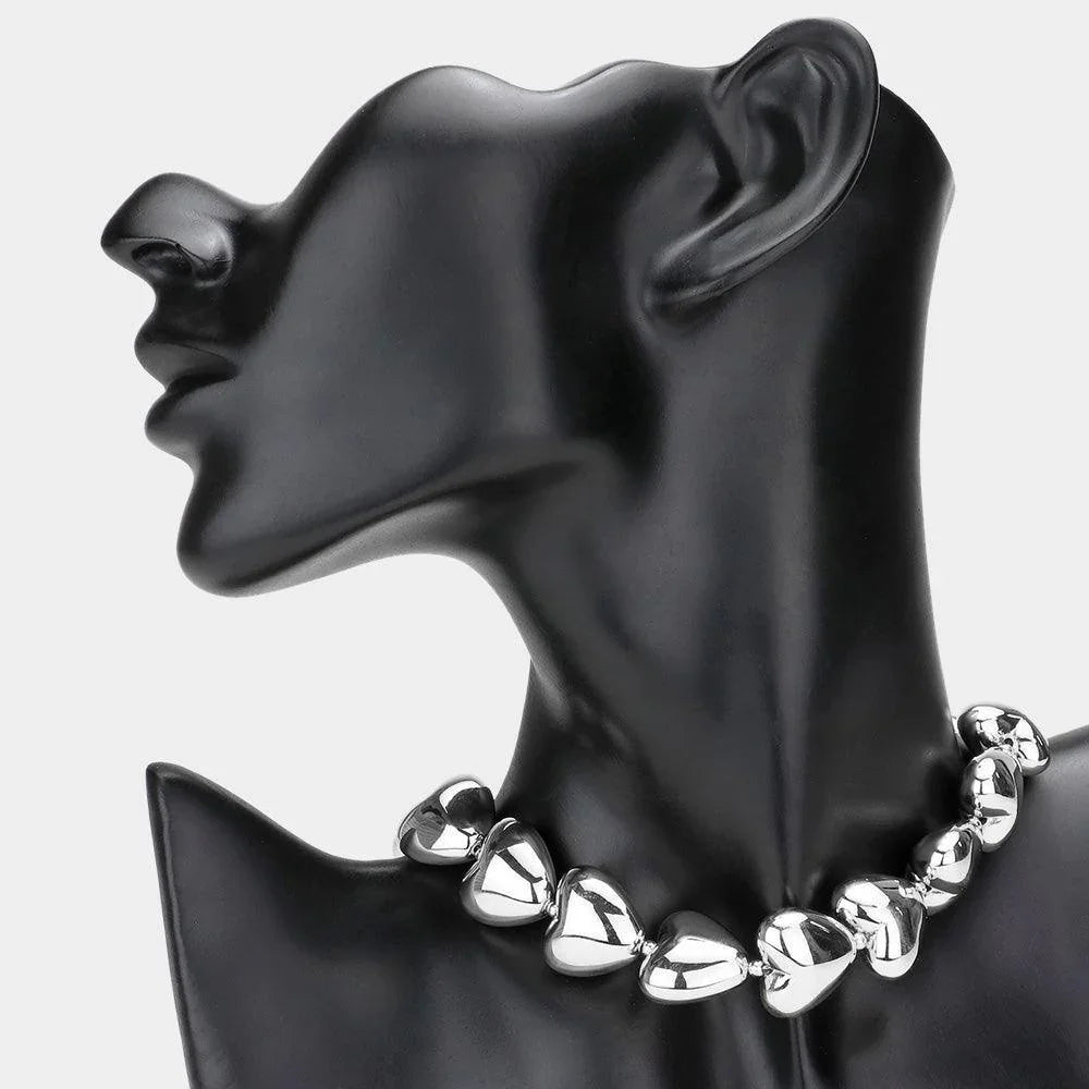 Metal Heart Pebble Choker Necklace - Jewelry Store by Erik Rayo