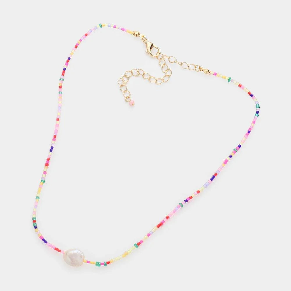 Pearl Accented Beaded Choker Necklace - Jewelry Store by Erik Rayo