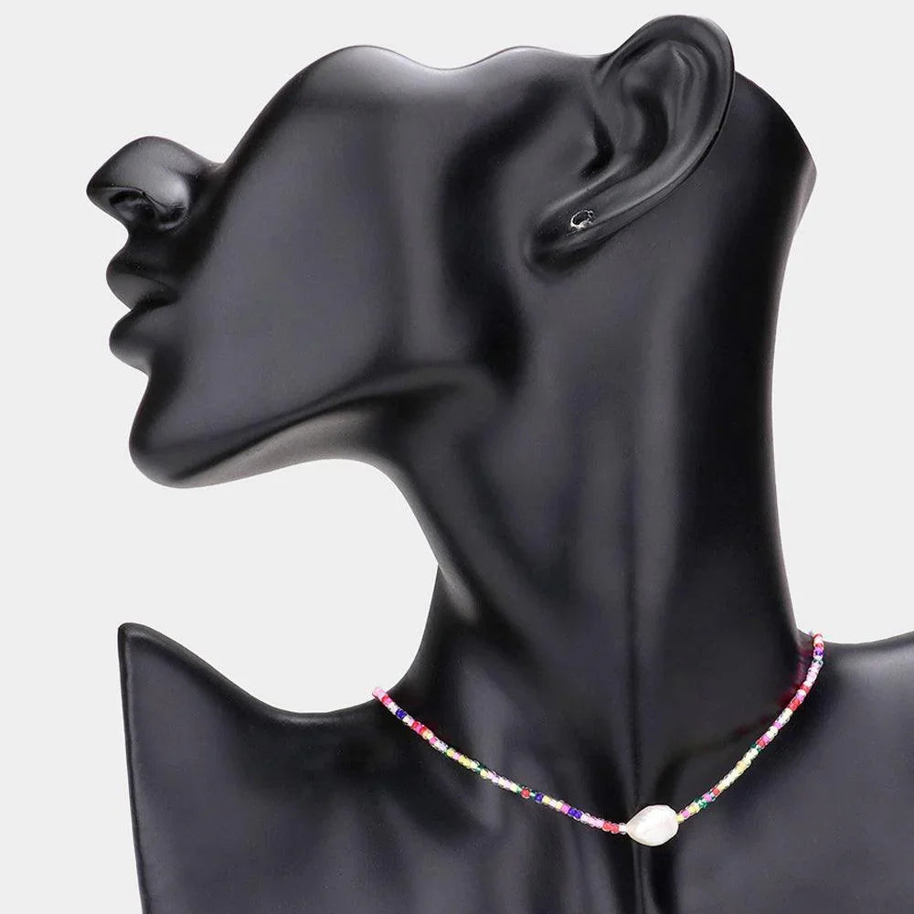 Pearl Accented Beaded Choker Necklace - Jewelry Store by Erik Rayo