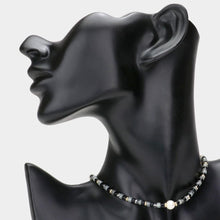 Load image into Gallery viewer, Gold Round Pearl Accented Metal Faceted Beaded Choker Necklace
