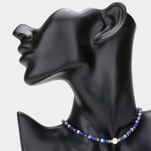 Load image into Gallery viewer, Gold Round Pearl Accented Metal Faceted Beaded Choker Necklace
