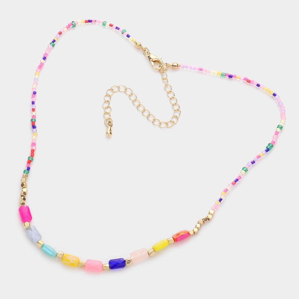 Faceted Rectangle Beaded Choker Necklace - Jewelry Store by Erik Rayo