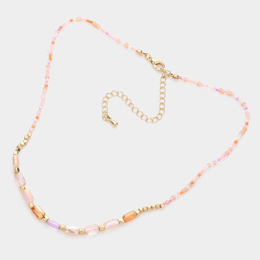 Faceted Rectangle Beaded Choker Necklace - Jewelry Store by Erik Rayo