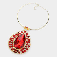 Load image into Gallery viewer, Teardrop Centered Bubble Stone Cluster Choker Evening Necklace
