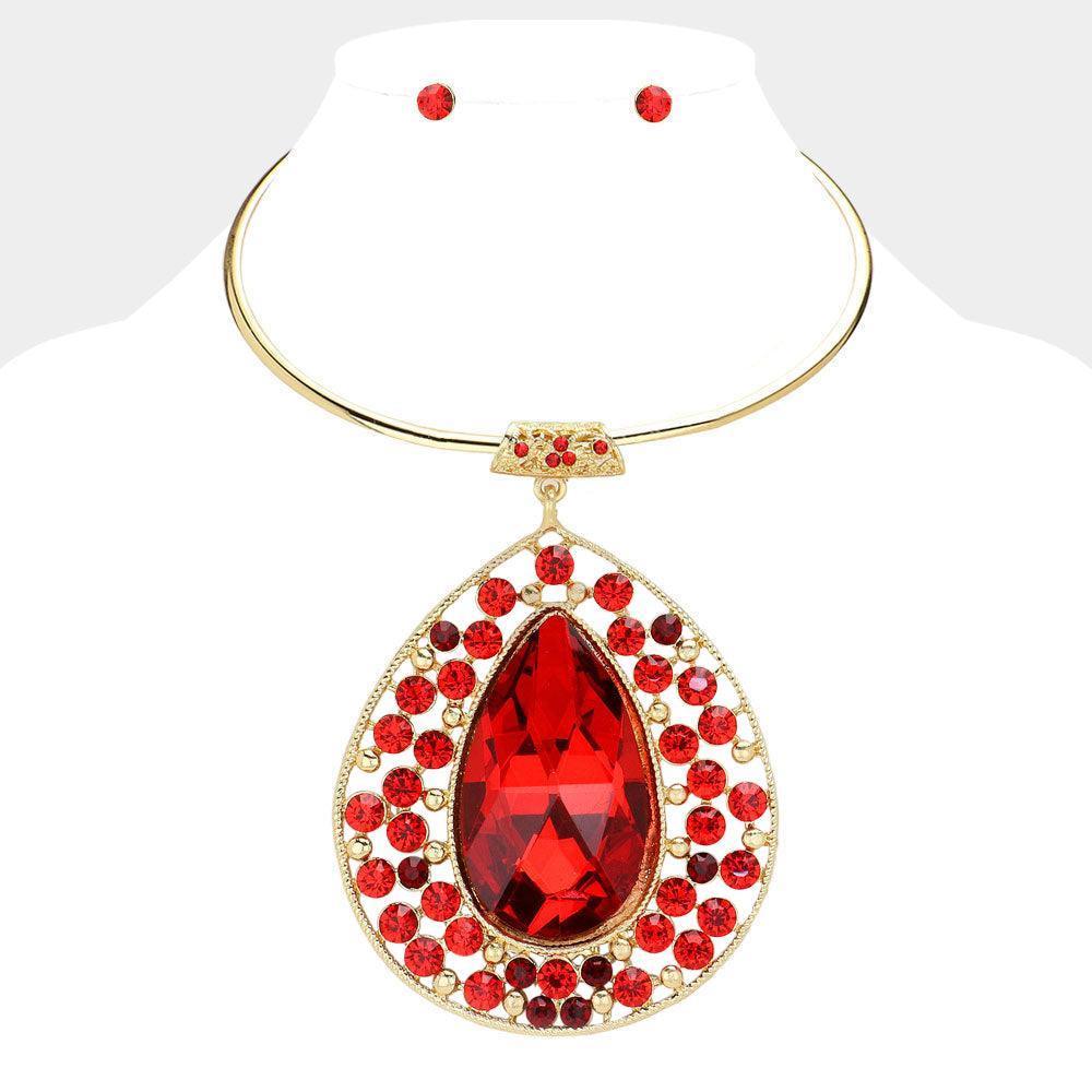 Teardrop Centered Bubble Stone Cluster Choker Evening Necklace - Jewelry Store by Erik Rayo