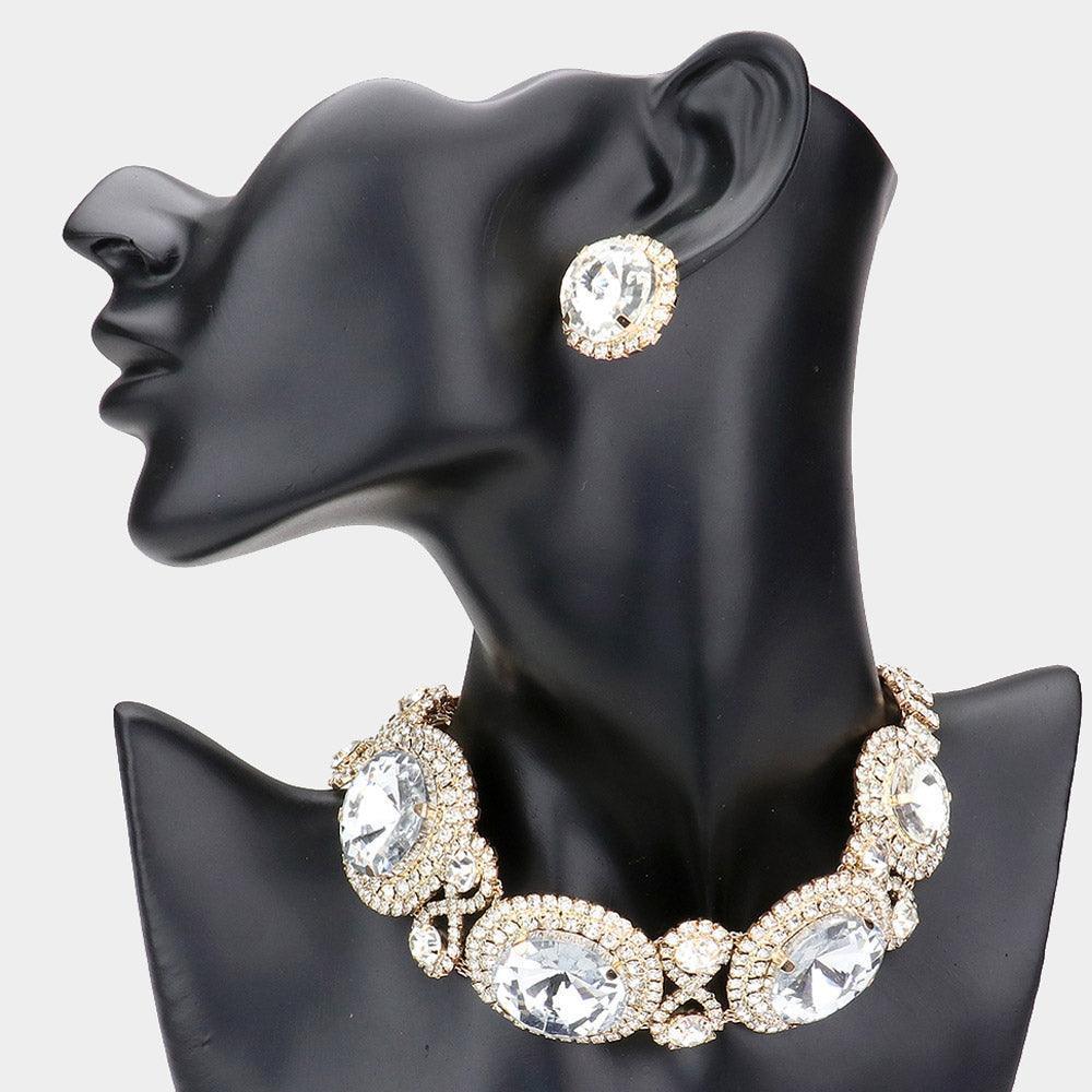 Gold Round Stone Accented Evening Choker Necklace - Jewelry Store by Erik Rayo