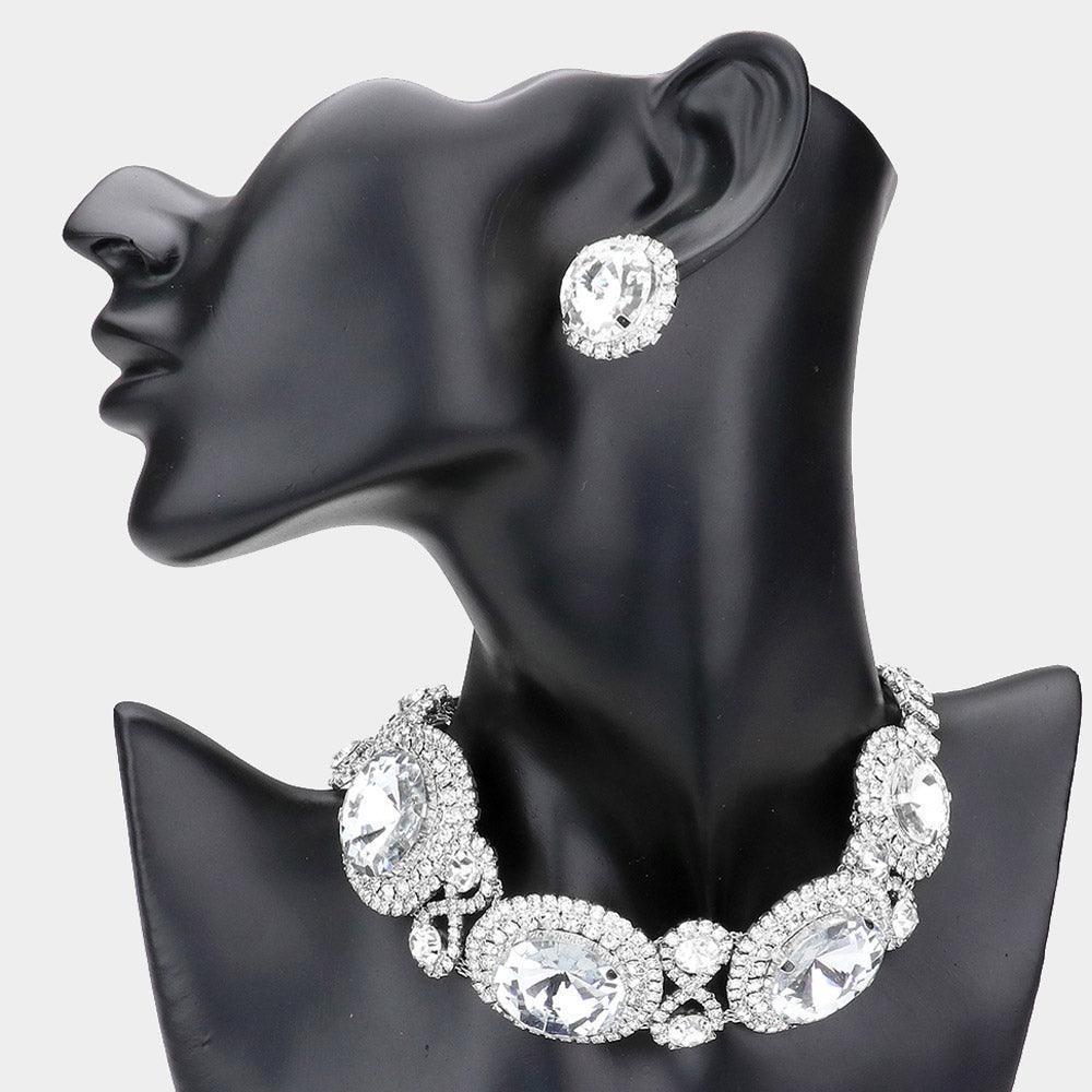 Silver Round Stone Accented Evening Choker Necklace - Jewelry Store by Erik Rayo