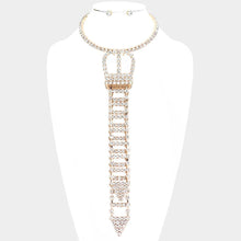 Load image into Gallery viewer, Gold Round Stone Embellished Tie Choker Necklace
