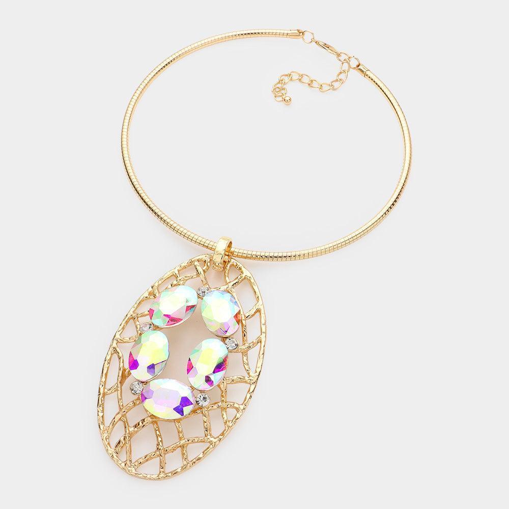 Gold Oval Stone Accented Evening Choker Necklace - Jewelry Store by Erik Rayo