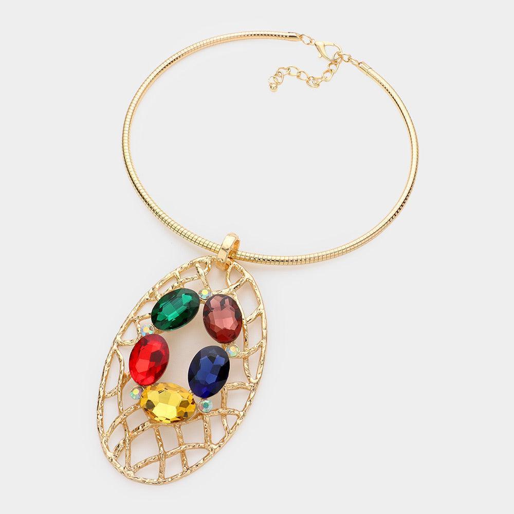 Oval Stone Accented Evening Choker Necklace - Jewelry Store by Erik Rayo