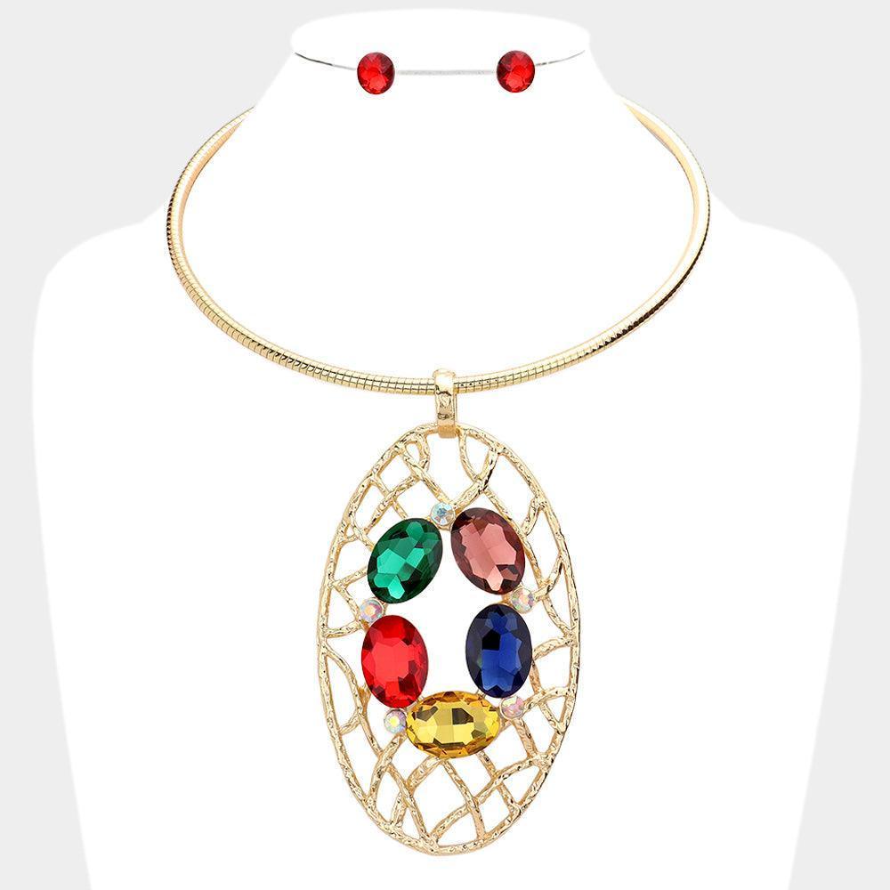 Oval Stone Accented Evening Choker Necklace - Jewelry Store by Erik Rayo
