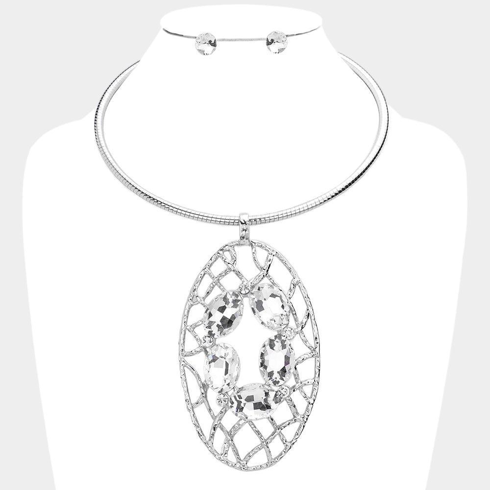 Oval Stone Accented Evening Choker Necklace - Jewelry Store by Erik Rayo