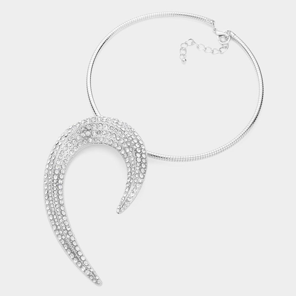 Rhinestone Embellished Abstract Metal Choker Evening Necklace - Jewelry Store by Erik Rayo