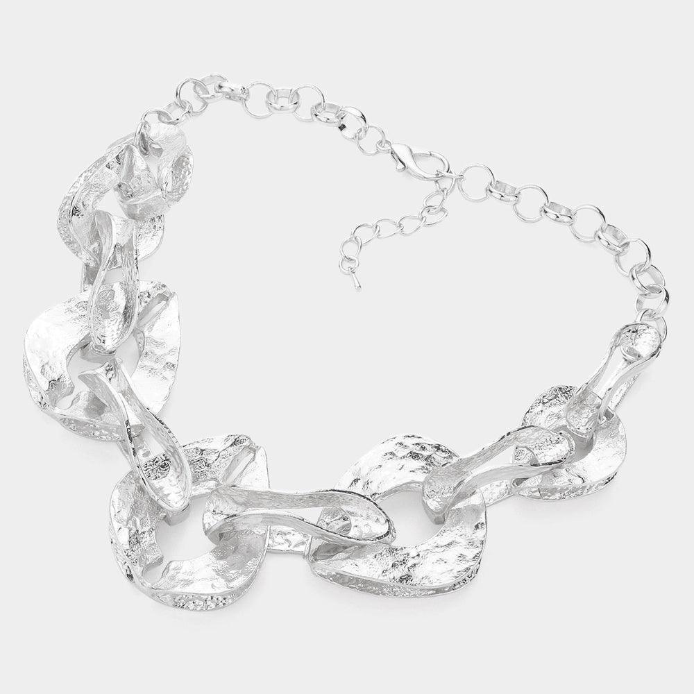Textured Chunky Metal Link Choker Necklace - Jewelry Store by Erik Rayo