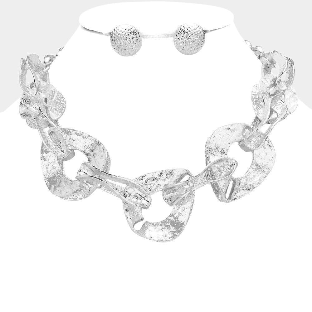 Textured Chunky Metal Link Choker Necklace - Jewelry Store by Erik Rayo