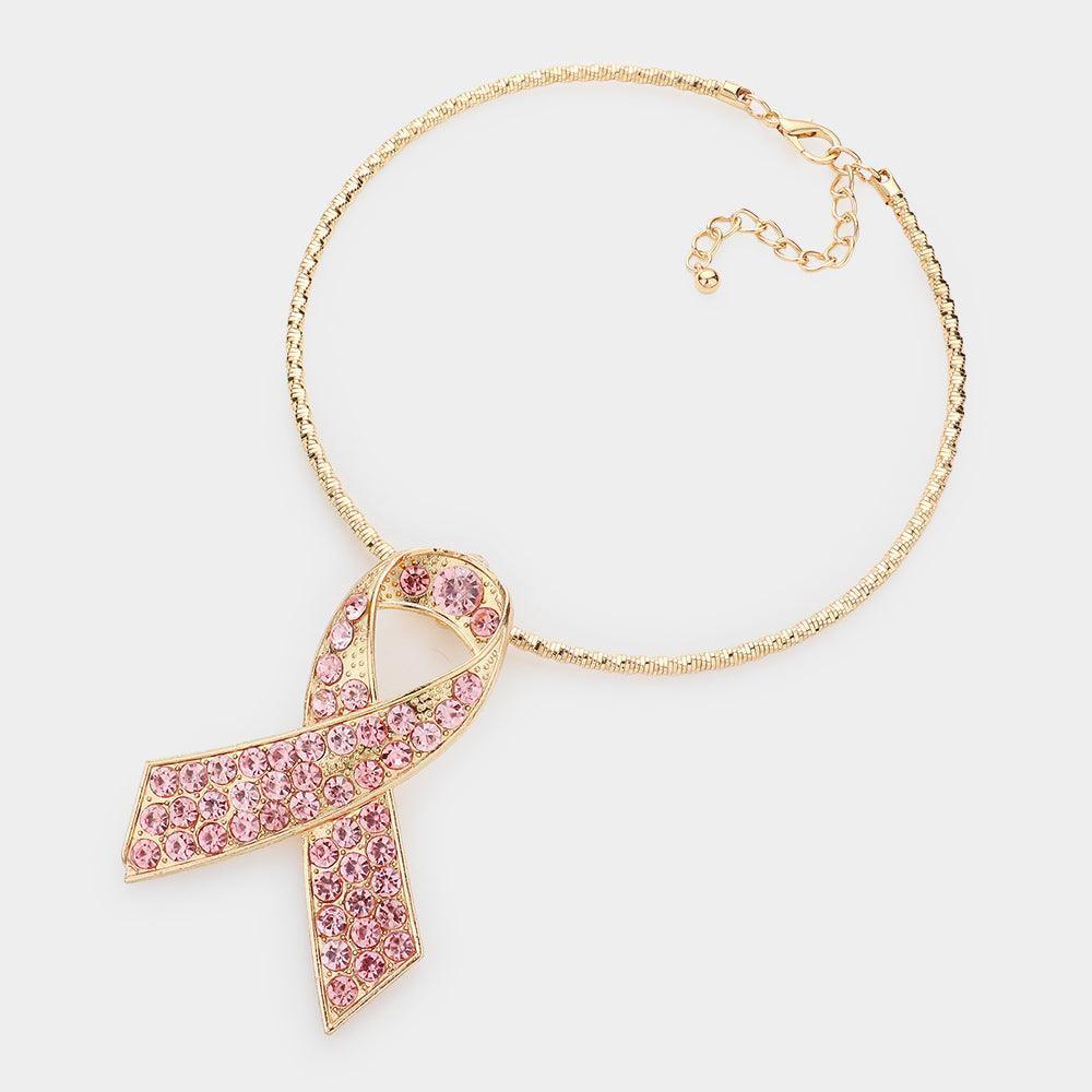 Pink Pink Ribbon Pendant Choker Necklace - Jewelry Store by Erik Rayo