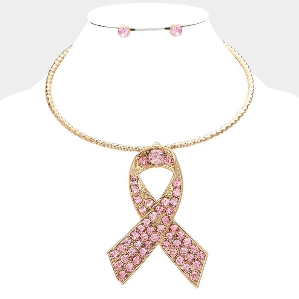 Pink Pink Ribbon Pendant Choker Necklace - Jewelry Store by Erik Rayo