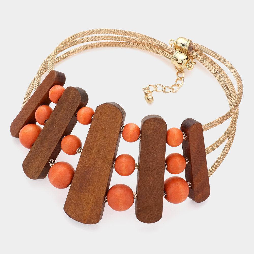 Brown Abstract Wood Choker Necklace - Jewelry Store by Erik Rayo