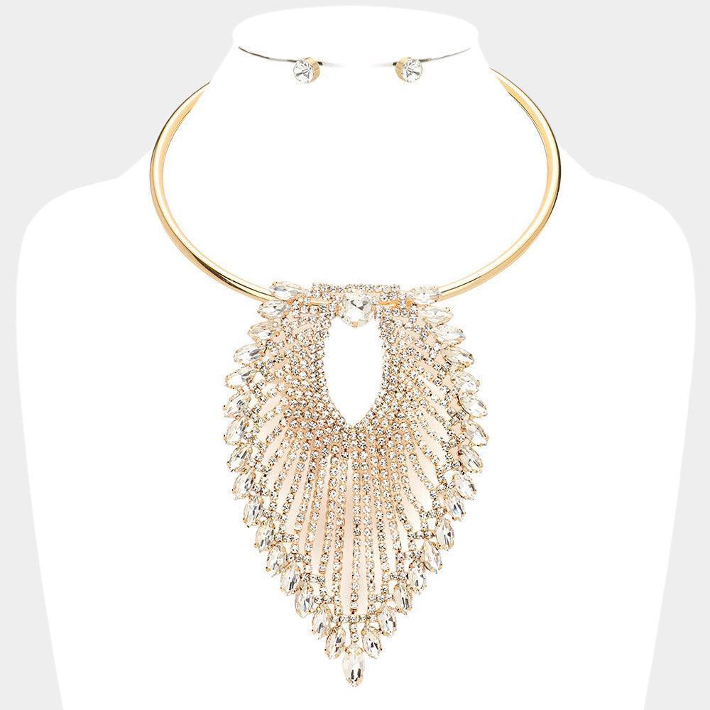 Gold Marquise Stone Detailed Evening Choker Necklace - Jewelry Store by Erik Rayo