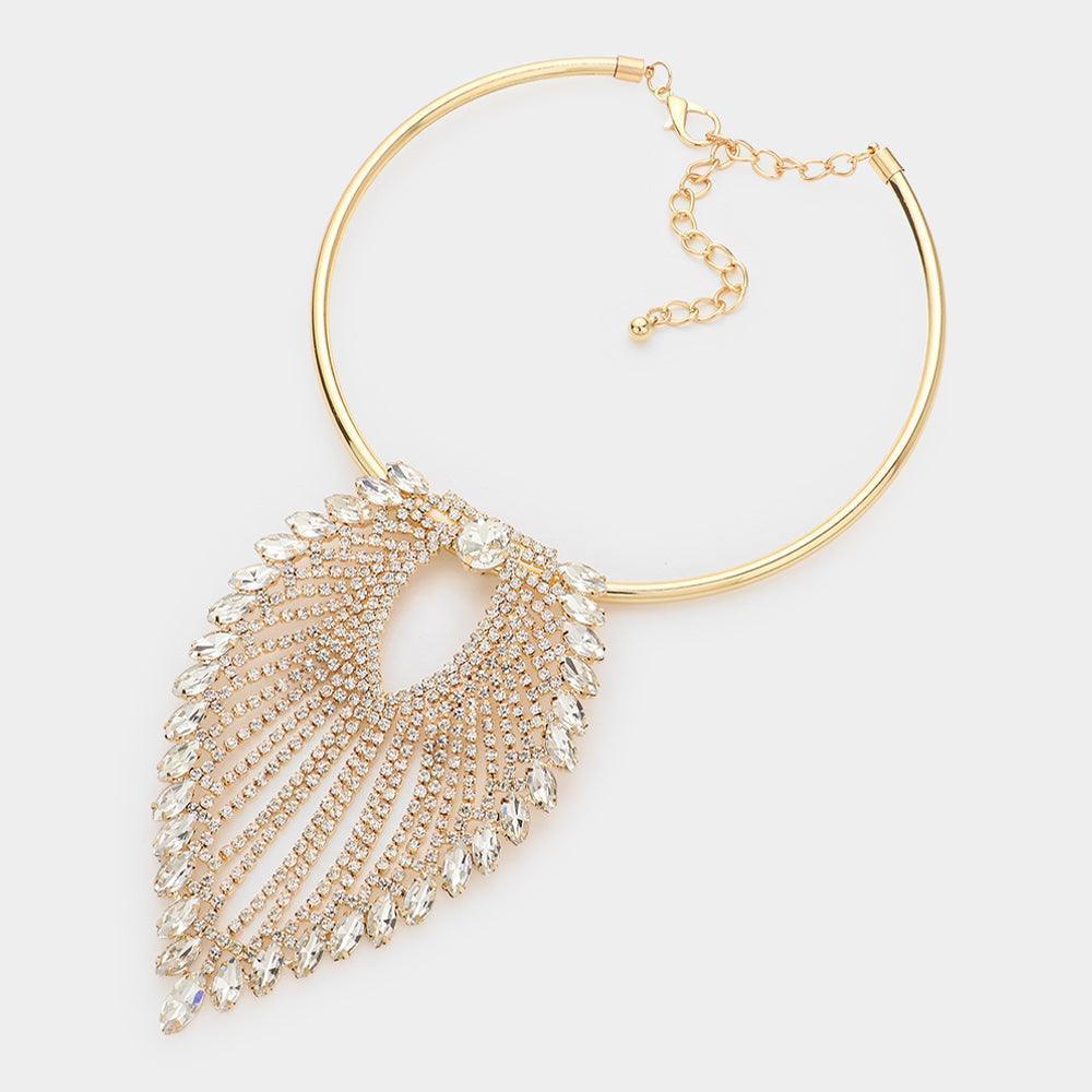 Gold Marquise Stone Detailed Evening Choker Necklace - Jewelry Store by Erik Rayo