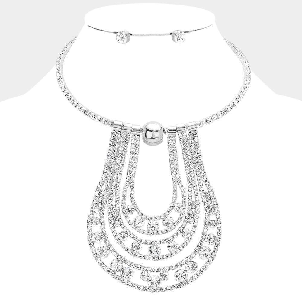 Round Stone Detailed Evening Choker Necklace - Jewelry Store by Erik Rayo