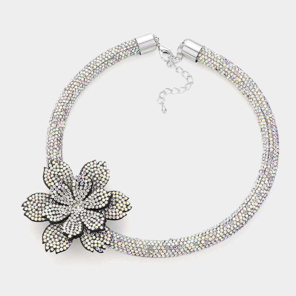 Bling Studded Flower Choker Necklace - Jewelry Store by Erik Rayo