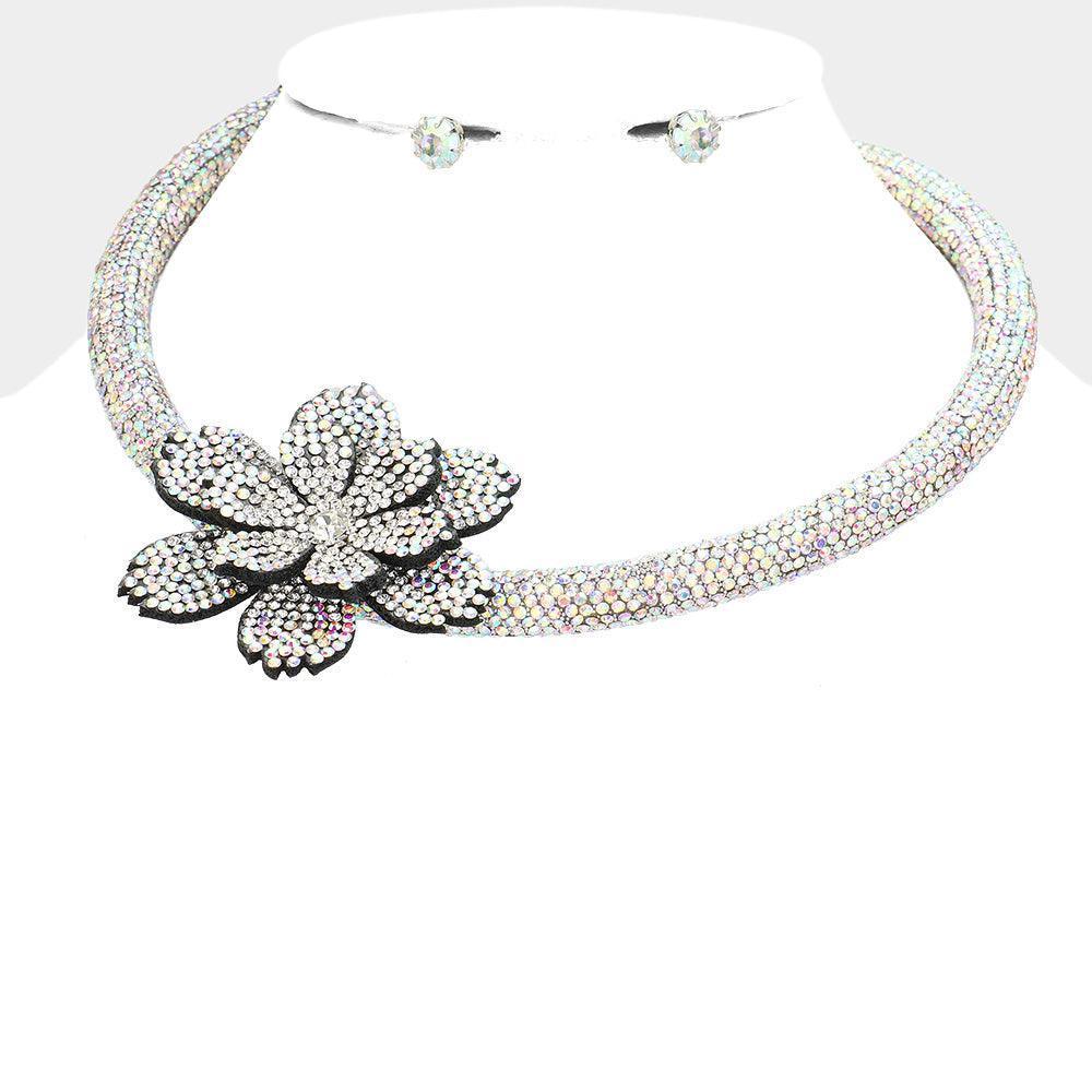 Bling Studded Flower Choker Necklace - Jewelry Store by Erik Rayo