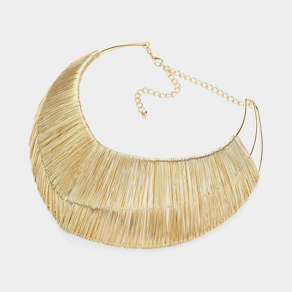 Gold Metal Wire Wrapped Chunky Choker Necklace - Jewelry Store by Erik Rayo