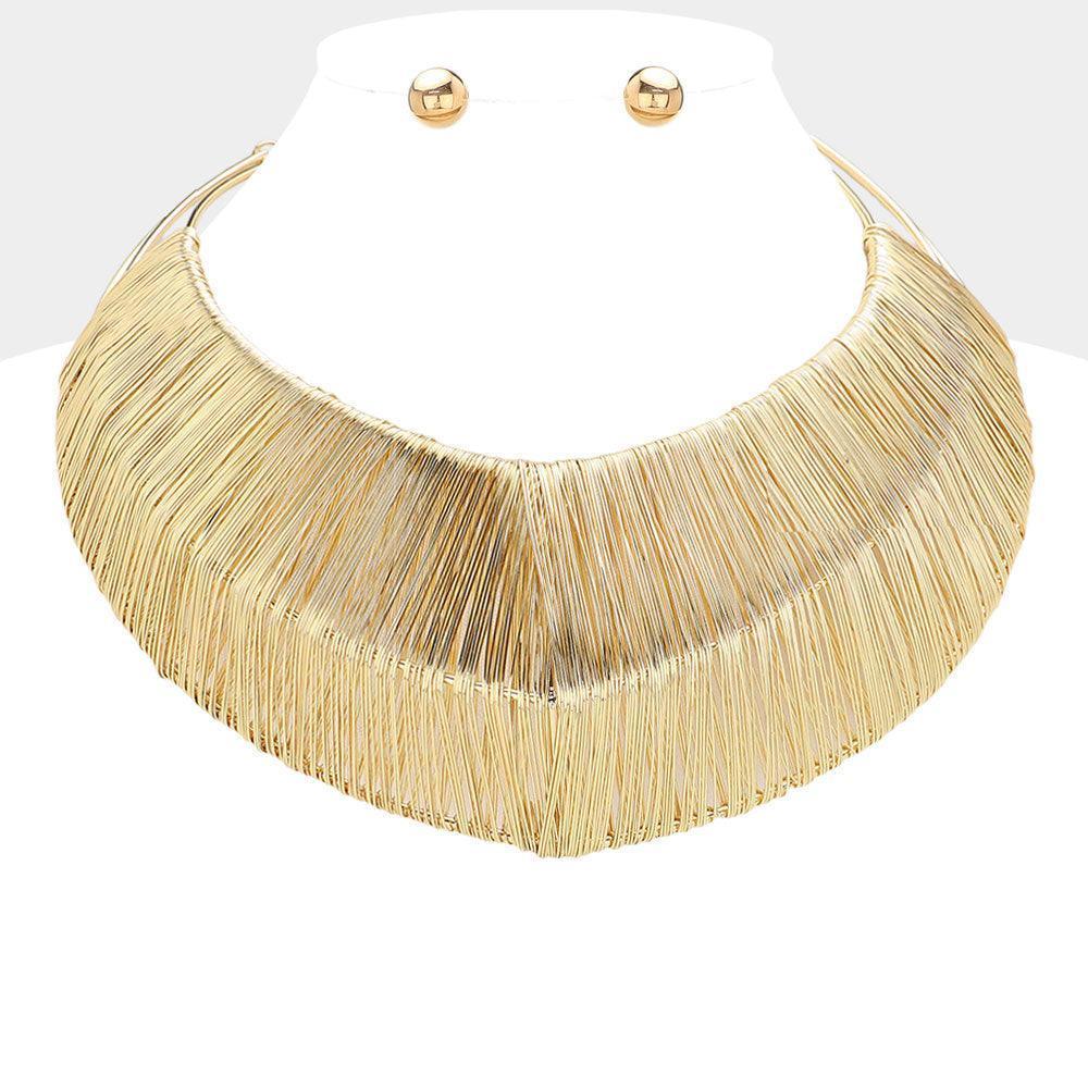 Gold Metal Wire Wrapped Chunky Choker Necklace - Jewelry Store by Erik Rayo