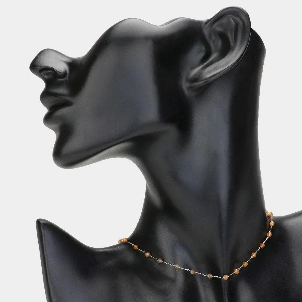Gold Faceted Beaded Strand Choker Necklace - Jewelry Store by Erik Rayo