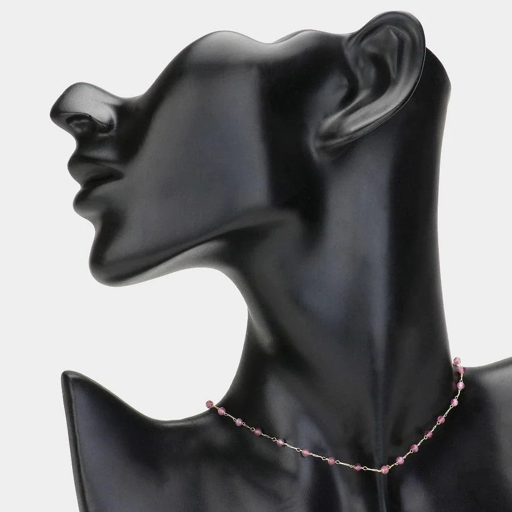 Gold Faceted Beaded Strand Choker Necklace - Jewelry Store by Erik Rayo