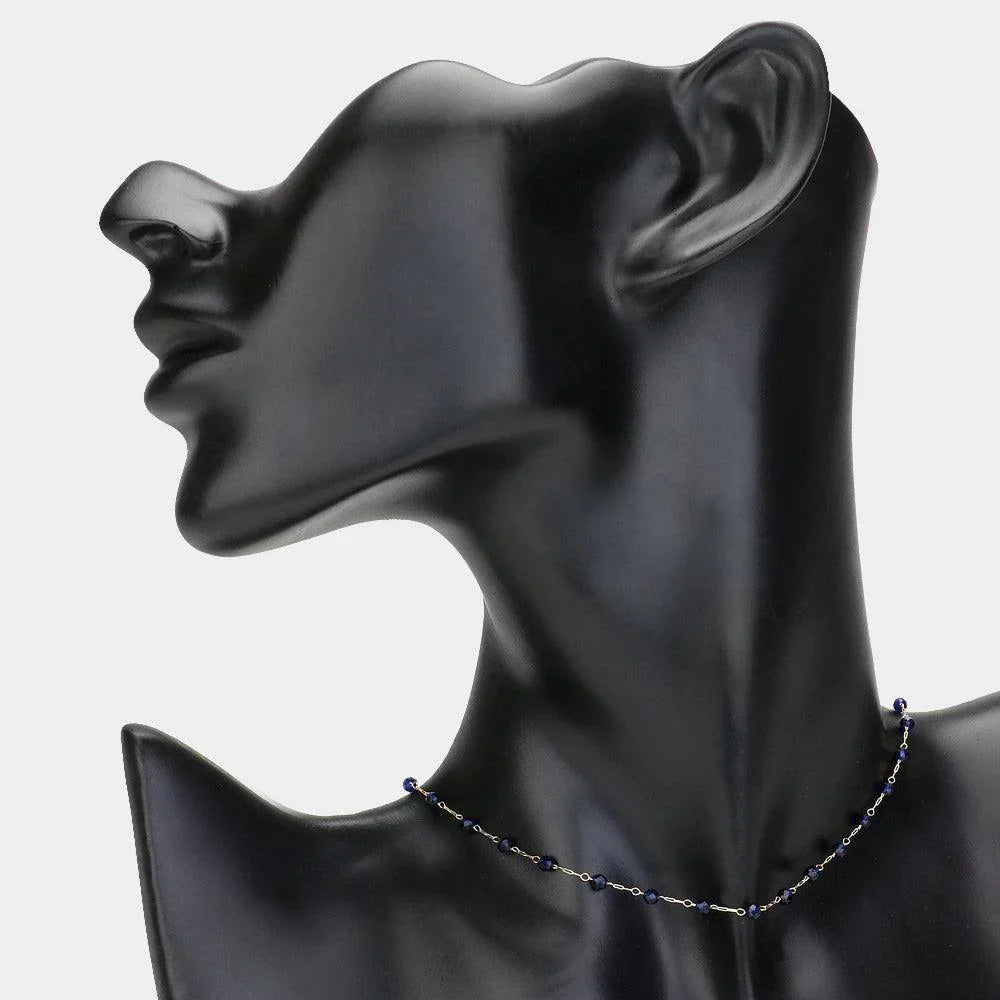 Gold Faceted Beaded Strand Choker Necklace - Jewelry Store by Erik Rayo