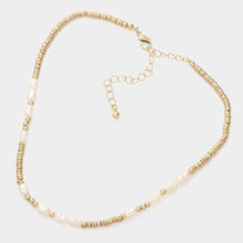 Load image into Gallery viewer, Cream Pearl Metal Beaded Choker Necklace
