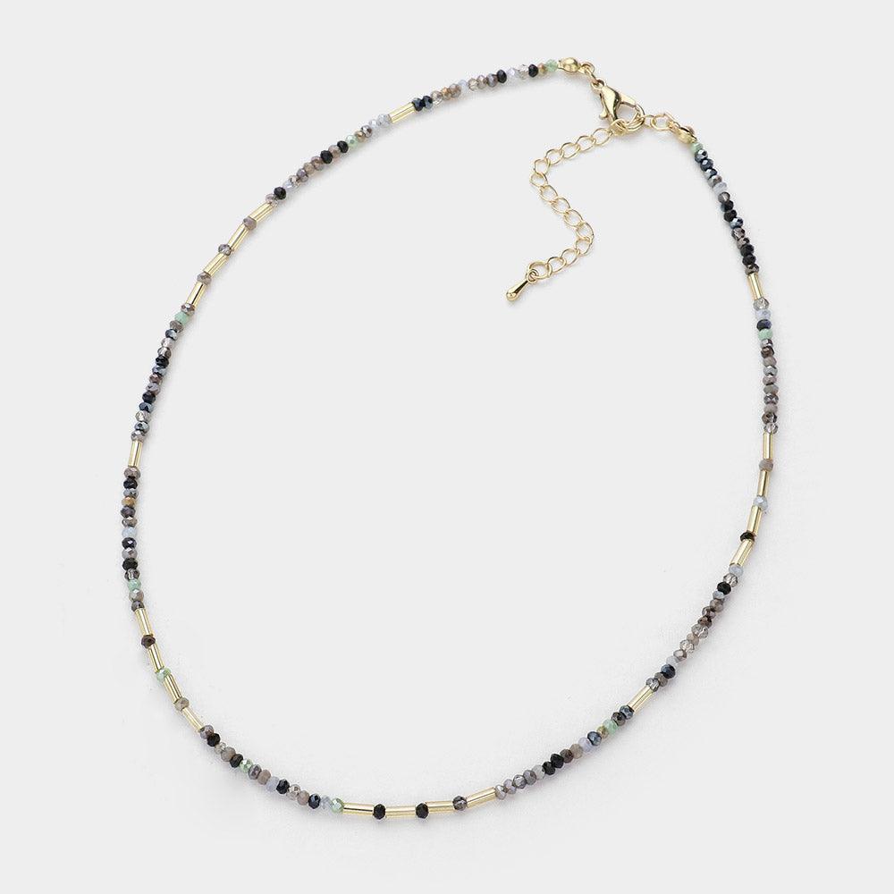Silver Faceted Beaded Choker Necklace - Jewelry Store by Erik Rayo