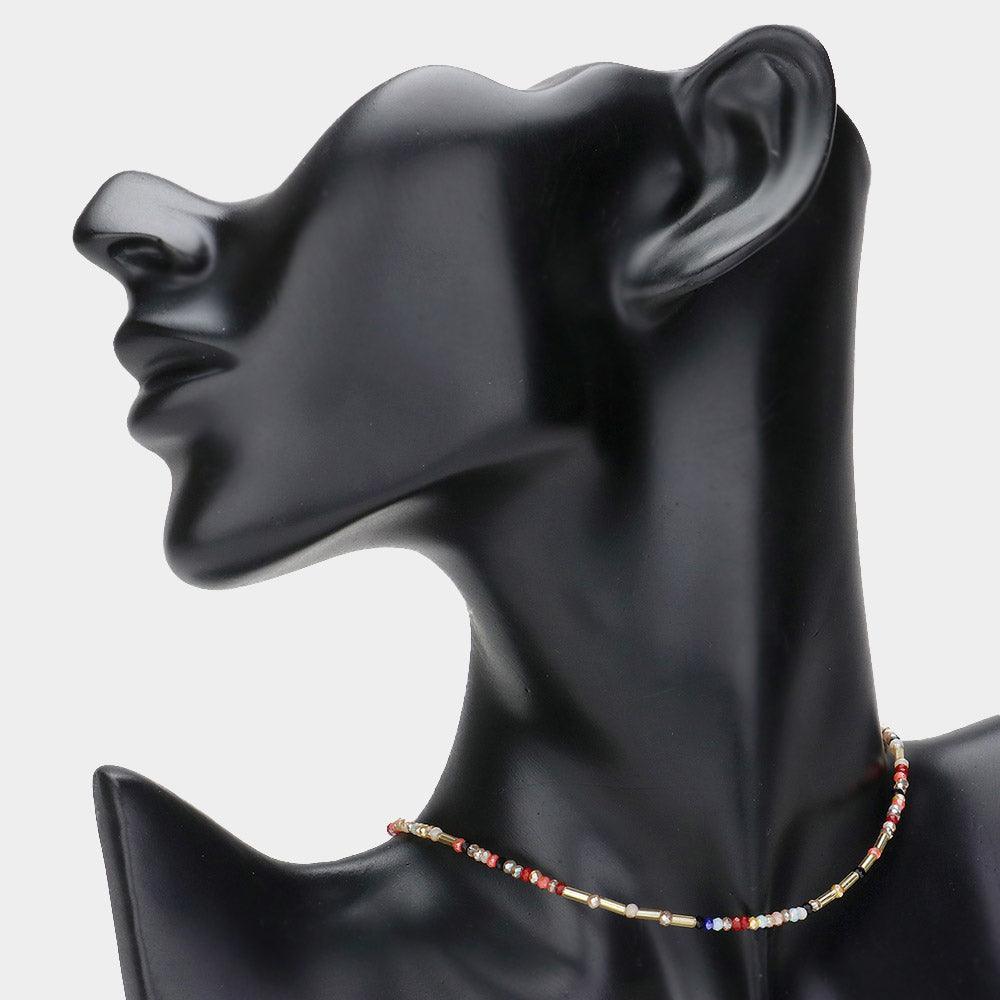 Gold Faceted Beaded Choker Necklace - Jewelry Store by Erik Rayo