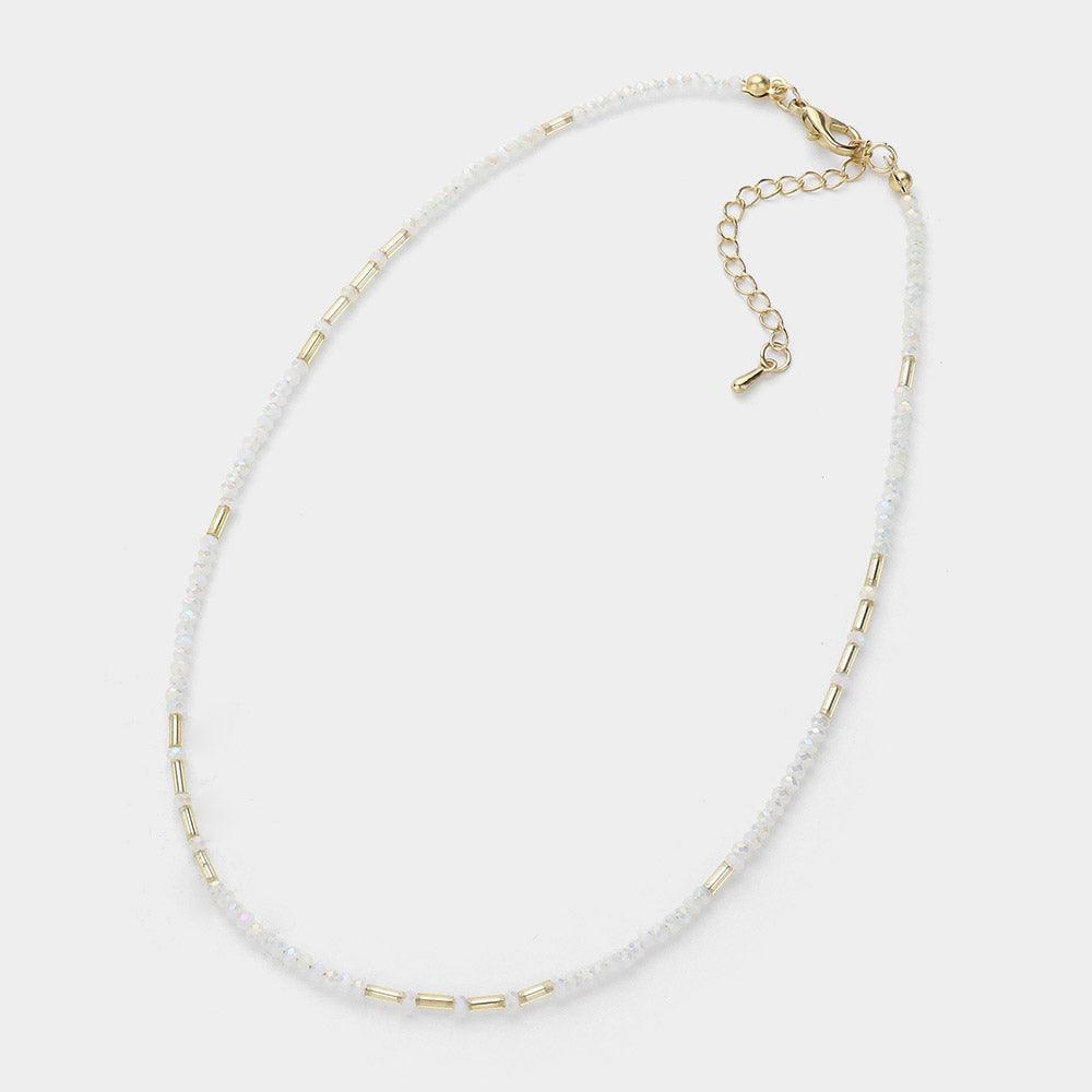 White Faceted Beaded Choker Necklace - Jewelry Store by Erik Rayo