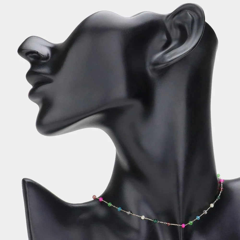 Gold Multi Beads Station Choker Necklace - Jewelry Store by Erik Rayo