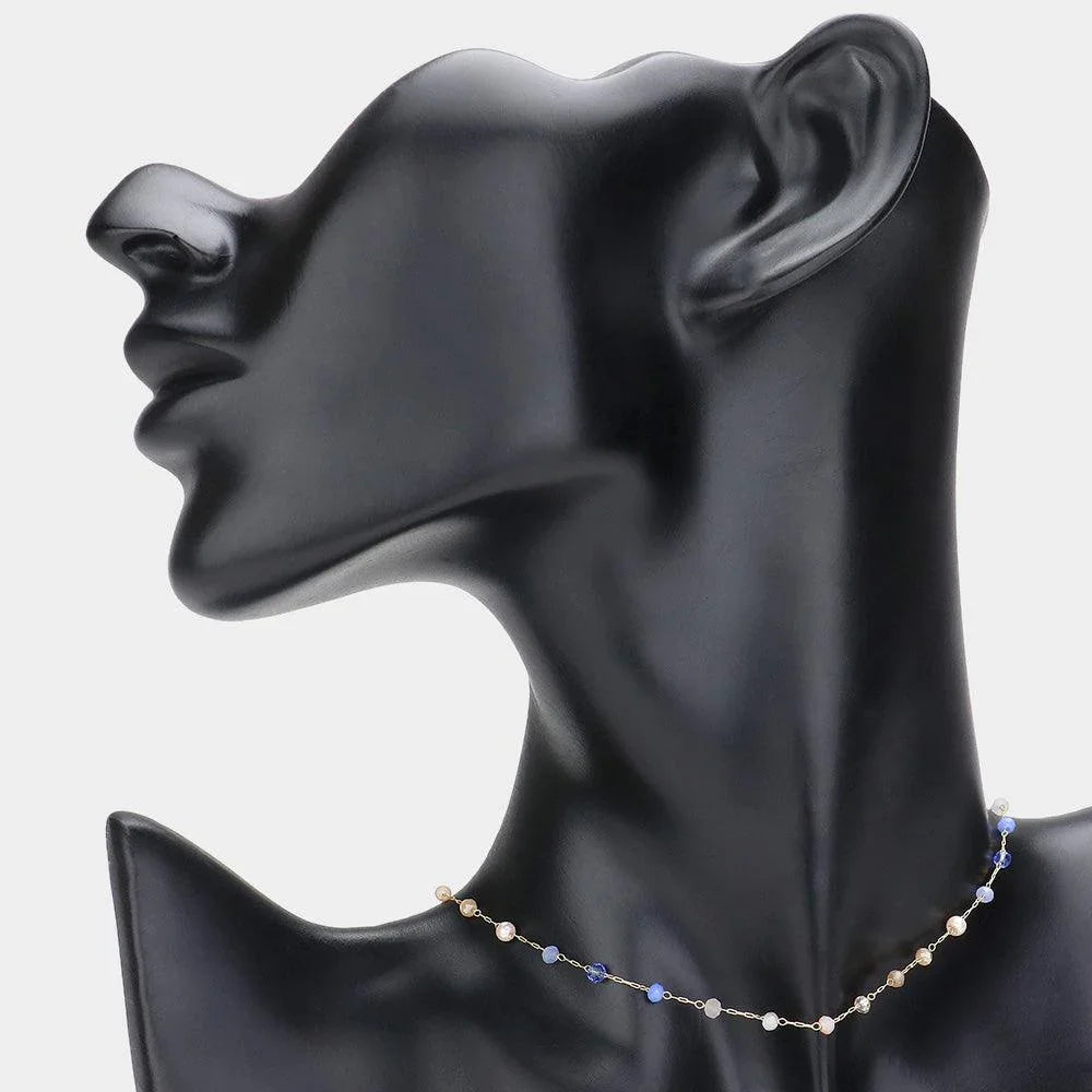 Gold Multi Beads Station Choker Necklace - Jewelry Store by Erik Rayo