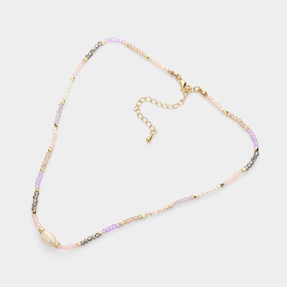 Gold Pearl Pointed Faceted Beaded Choker Necklace - Jewelry Store by Erik Rayo